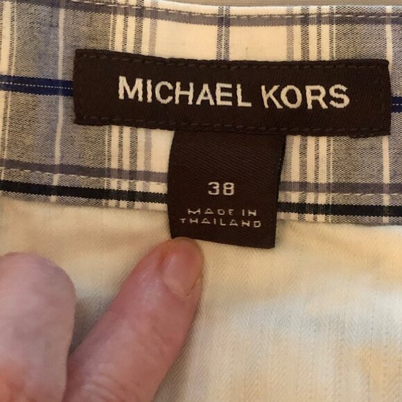 Michael Kors Men's Plaid Shorts Navy Gray Size 38 - Picture 2 of 9